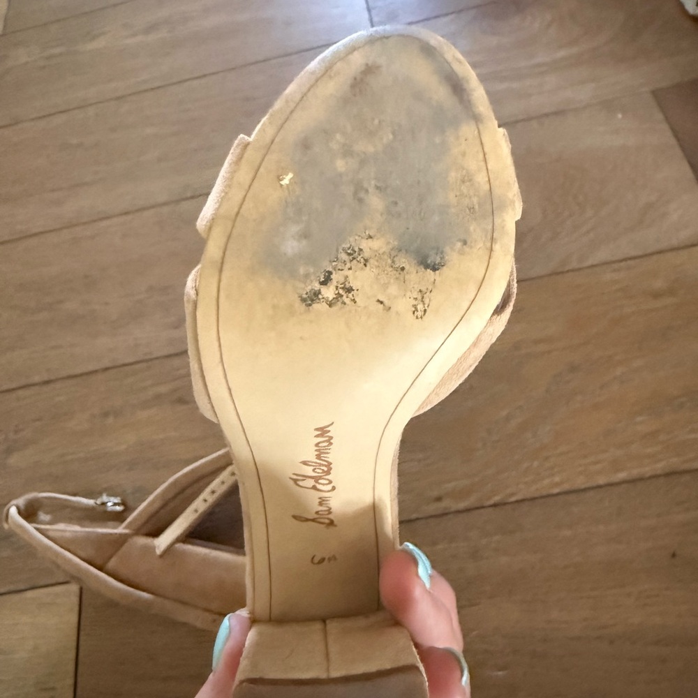 Sam Edelman Tan Suede Strappy Block Heel Sandals - Picture 4 of 5